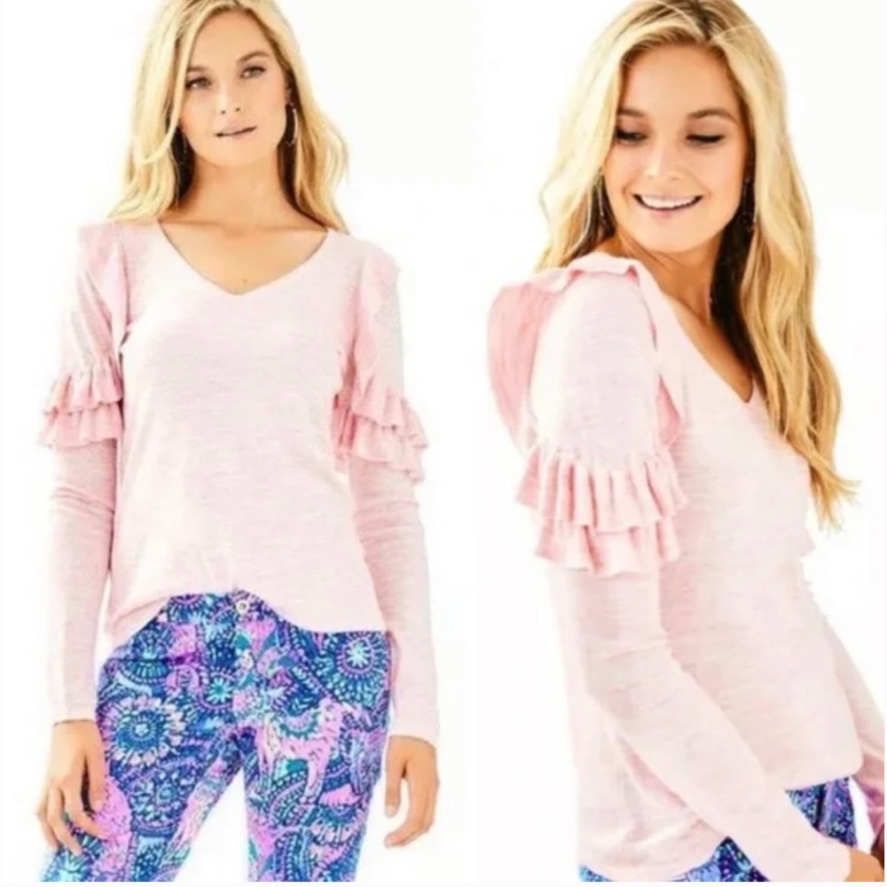 Lilly Pulitzer Fresca Ruffle Sleeve Sweater Sz Small